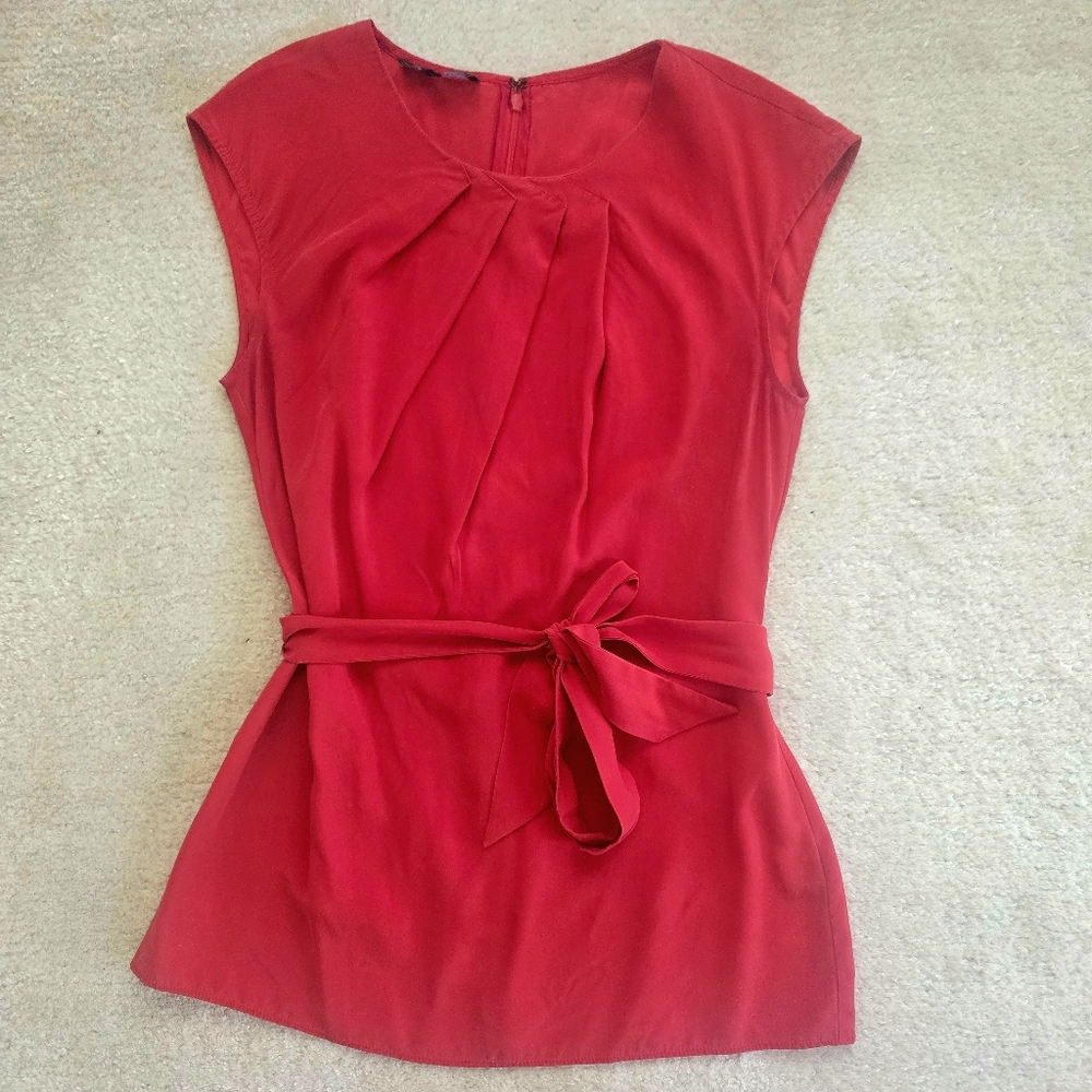 Lafayette 148 Crimson Silk Top